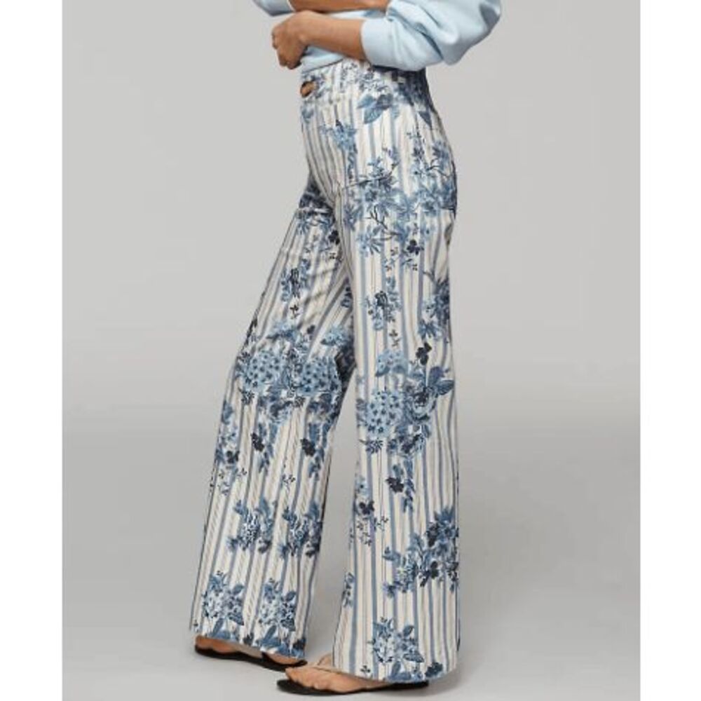 Anthropologie Colette High-Rise Wide-Leg Jeans by Maeve- Provence Floral Stripe-
